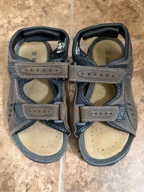 Kids Brown and Black Adjustable Strap Sandals SmartFit 13.5